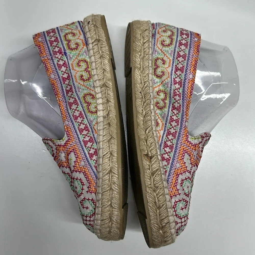 Manebi Ibiza Espadrille Shoe Cross Stitch Floral Colorful Slip On Shoes Size 37